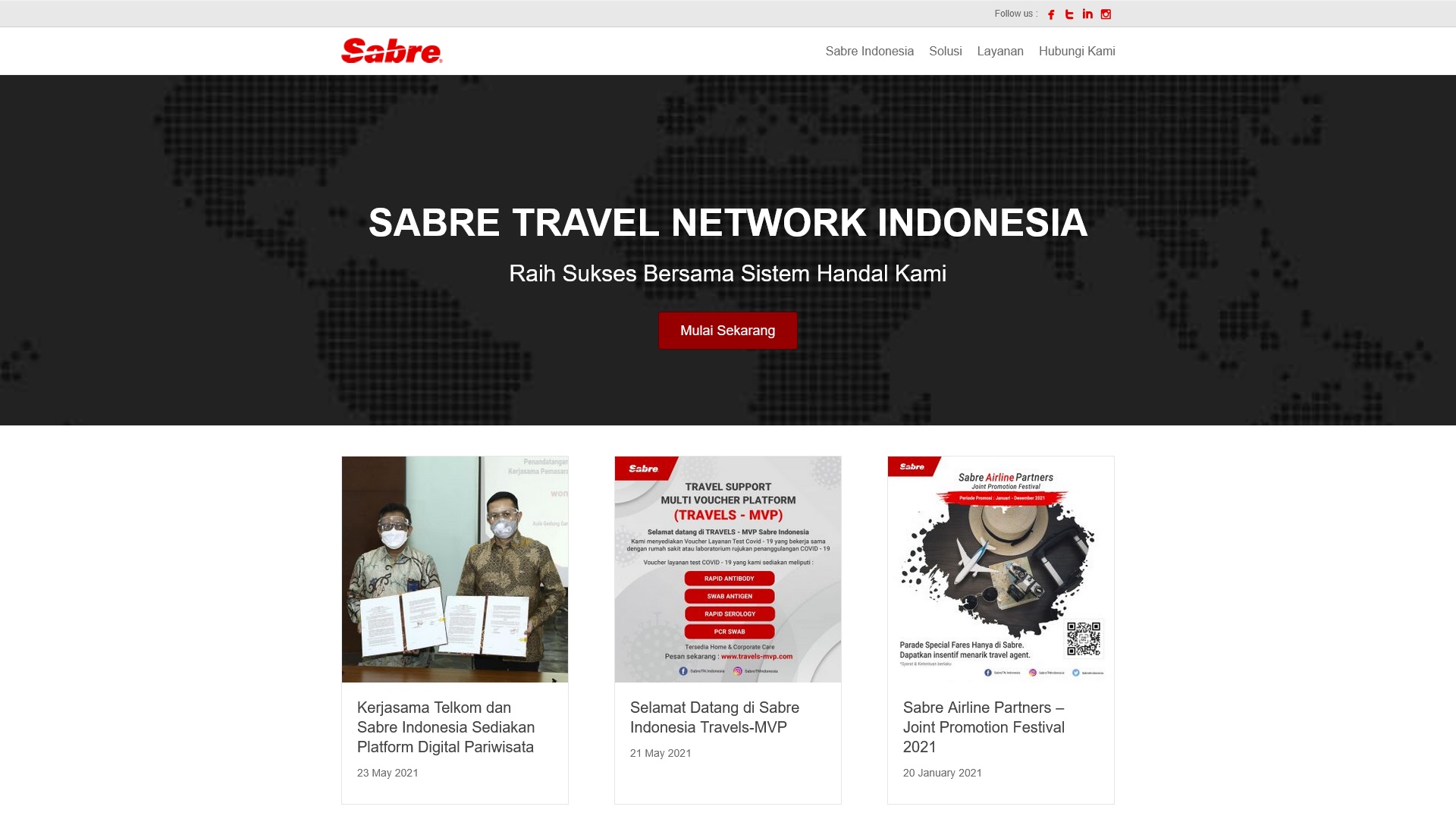 Tampilan Website Sabre