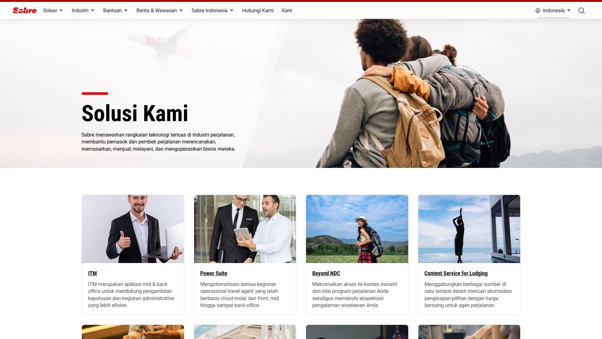 Tampilan Web Solusi Sabre