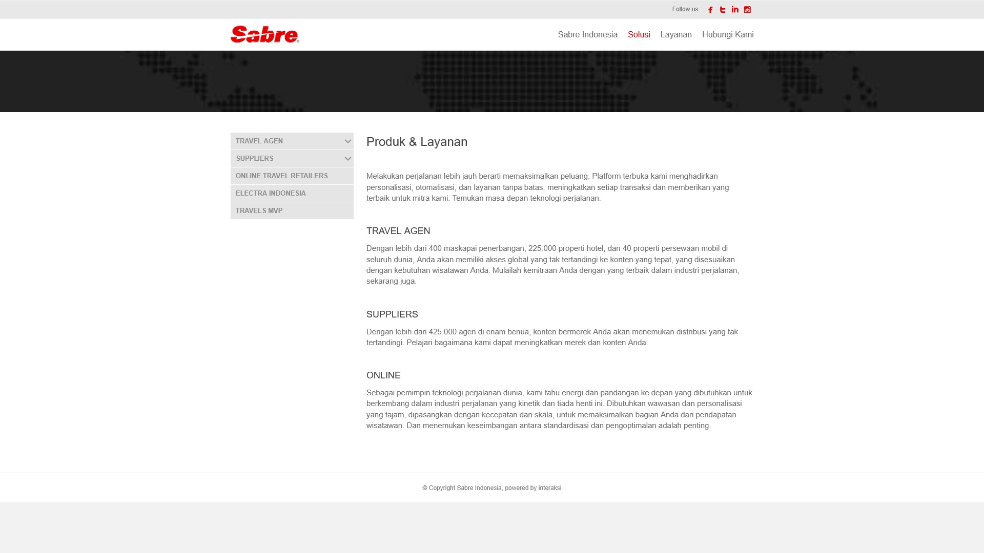 Tampilan Web Solusi Sabre