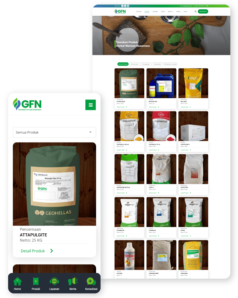Produk unggulan dirancang dengan baik di website ganeeta